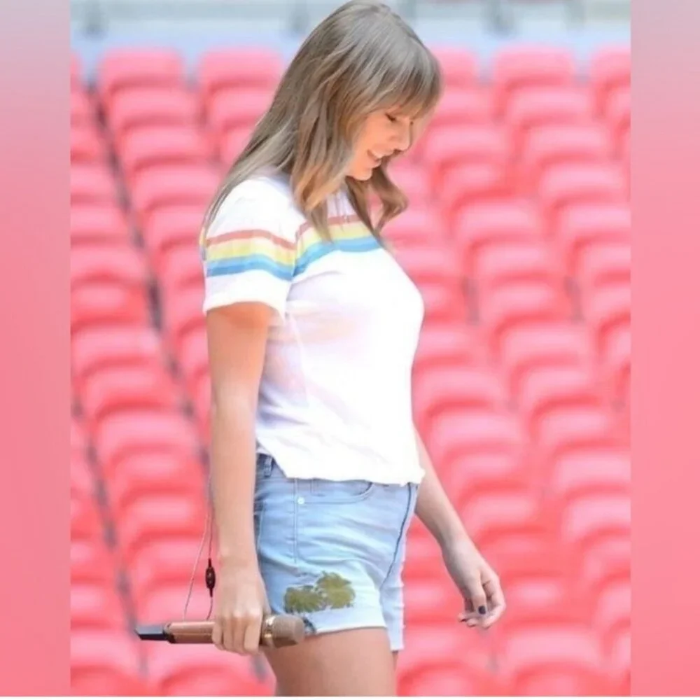 Madewell Sun Embroidered Edition Raw Edge High Rise Denim Shorts Taylor Swift 27 - Picture 1 of 16